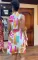 Printed sleeveless strapless small V-neck vest style dress