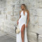 Sexy Spicy Girl Hanging Neck V-Neck Tie Up Open Back Split Dress Women's Fashionable Style Long Dress