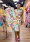 Printed sleeveless strapless small V-neck vest style dress