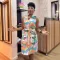 Printed sleeveless strapless small V-neck vest style dress