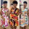 Printed sleeveless strapless small V-neck vest style dress