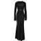 New Perspective Hollow Flare Sleeves Dress with Square Neck Spliced Fishtail Skirt