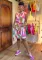 Printed sleeveless strapless small V-neck vest style dress