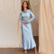 New solid color dress, women's fashionable temperament, spicy girl swing collar, backless long sleeved casual long dress