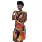 Printed sleeveless strapless small V-neck vest style dress