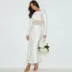 New solid color dress, women's fashionable temperament, spicy girl swing collar, backless long sleeved casual long dress