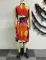 Printed sleeveless strapless small V-neck vest style dress