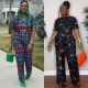 Printed wide leg elastic short top two-piece set