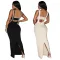 Fashionable women's sexy backless suspender two-piece long dress set