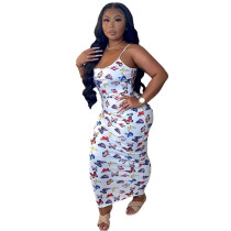 Butterfly print camisole dress