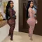 Fashionable women's clothing, sexy print, perspective jumpsuit, long pants, long sleeves