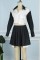 Fashion lapel pocket sexy contrasting striped pleated skirt two-piece set