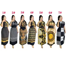 Casual loose short sleeved elastic large hem Long dress in 7 colors