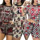 Printed short sleeved shorts (including pockets) set with 3 colors to choose from