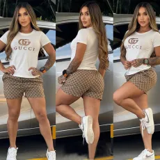 Digital printed short sleeved+cool silk shorts set