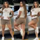 Digital printed short sleeved+cool silk shorts set
