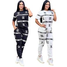 Positioning cotton casual printing two-piece set