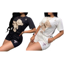New Cotton Little Sweater Bear Style Short Sleeve Set