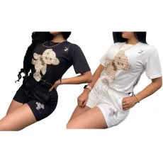 New Cotton Little Sweater Bear Style Short Sleeve Set