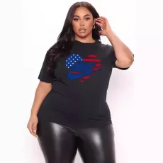 Fashionable casual oversized women's clothing with printed round neck short sleeved oversized T-shirt