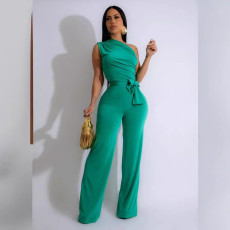 Fashionable and comfortable casual sleeveless straight jumpsuit