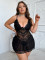 A two-piece set of sexy lingerie, lace perspective, fat lady dress, thong, and pants