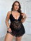 A two-piece set of sexy lingerie, lace perspective, fat lady dress, thong, and pants