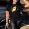 Fashionable casual oversized women's clothing with printed round neck short sleeved oversized T-shirt