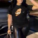 Fashionable casual oversized women's clothing with printed round neck short sleeved oversized T-shirt