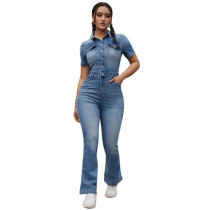 Fashion denim women's slim fit jumpsuit jumpsuit
