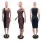 High elastic fabric slim fit wrap hip dress in 3 colors
