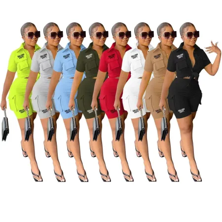 Urban style shirt short sleeved shorts printed two-piece set