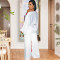Sexy and fashionable single shoulder diagonal collar long sleeved women's wide tube jumpsuit