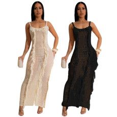 Fashionable Sunscreen Cover up Beach Long Dress Knitted Dress
