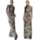 Sexy and fashionable nightclub high elastic mesh round neck printed dress