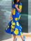 Printed dress, multi-layer sexy fishtail skirt, fashionable cake skirt