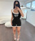 New fashionable contrasting color pit stripe tight backless jumpsuit casual shorts