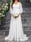 Solid Elegant V-neck Slim Fit Long sleeved Wedding Dress Tailed Women's Banquet Dress