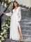 Solid Elegant V-neck Slim Fit Long sleeved Wedding Dress Tailed Women's Banquet Dress
