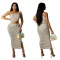 Fashionable casual sexy light mature striped printed dress