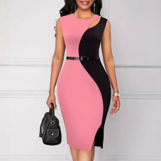 Colorful and elegant dress with belt