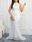 New Solid Color Tail European and American Elegant Slim Fit Party Women's Evening Dress