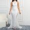 New Solid Color Tail European and American Elegant Slim Fit Party Women's Evening Dress