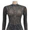 Solid color mesh hot diamond dress length