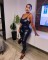 Fashionable suspender leather sexy tight jumpsuit