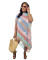 New women's knitted colorful striped fringe beach skirt