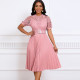 Short sleeved lace patchwork pleated African dress cross-border formal dress  5 COLOR