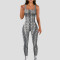 Jumpsuit with threaded square neck, backless and buttocks lifting, slim fit sports jumpsuit