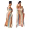 New women's striped fringe knitted beach skirt