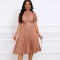 Short sleeved lace patchwork pleated African dress cross-border formal dress  5 COLOR